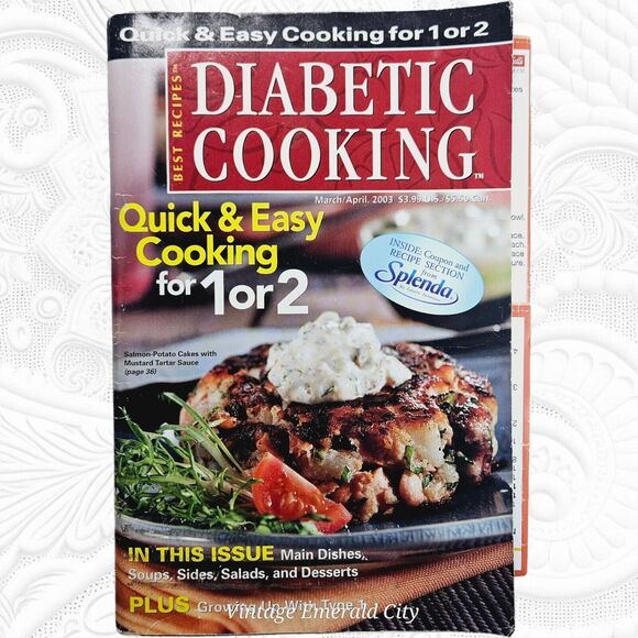Vintage Cook Booklet 2003 Diabetic Cooking Quick & Easy for 1 or 2 People Diet - Picture 2 of 12
